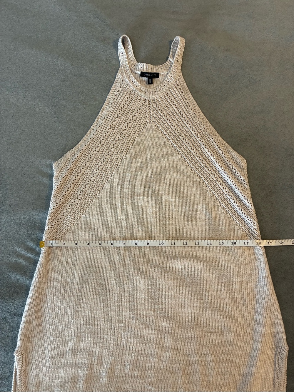 Dynamite Beige Knit Mini Dress Halter Crochet - Picture 9 of 10